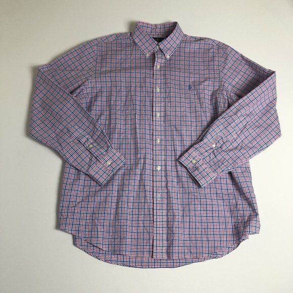 Ralph Lauren Other - Ralph Lauren sz XL Cotton Stretch Pink Blue White Plaid Button Down Shirt I111